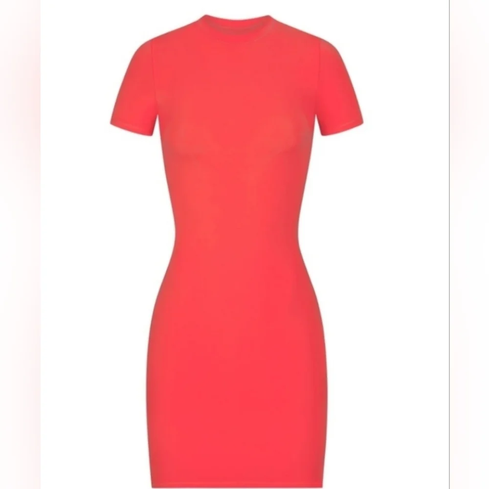 NWT Skims Fits Everybody Tshirt Dress In Poppy - Picture 4 of 5